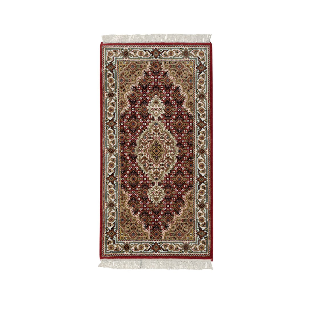 Mahagony Red Tabriz Design 100% Wool 175 KPSI Hand Knotted Mat Rug: Title: Mahagony Red Tabriz Design 100% Wool 175 KPSI Hand Knotted Mat Rug Description:This is a truly genuine one-of-a-kind. It has been Knotted for months and months in the centuries-old weaving craf