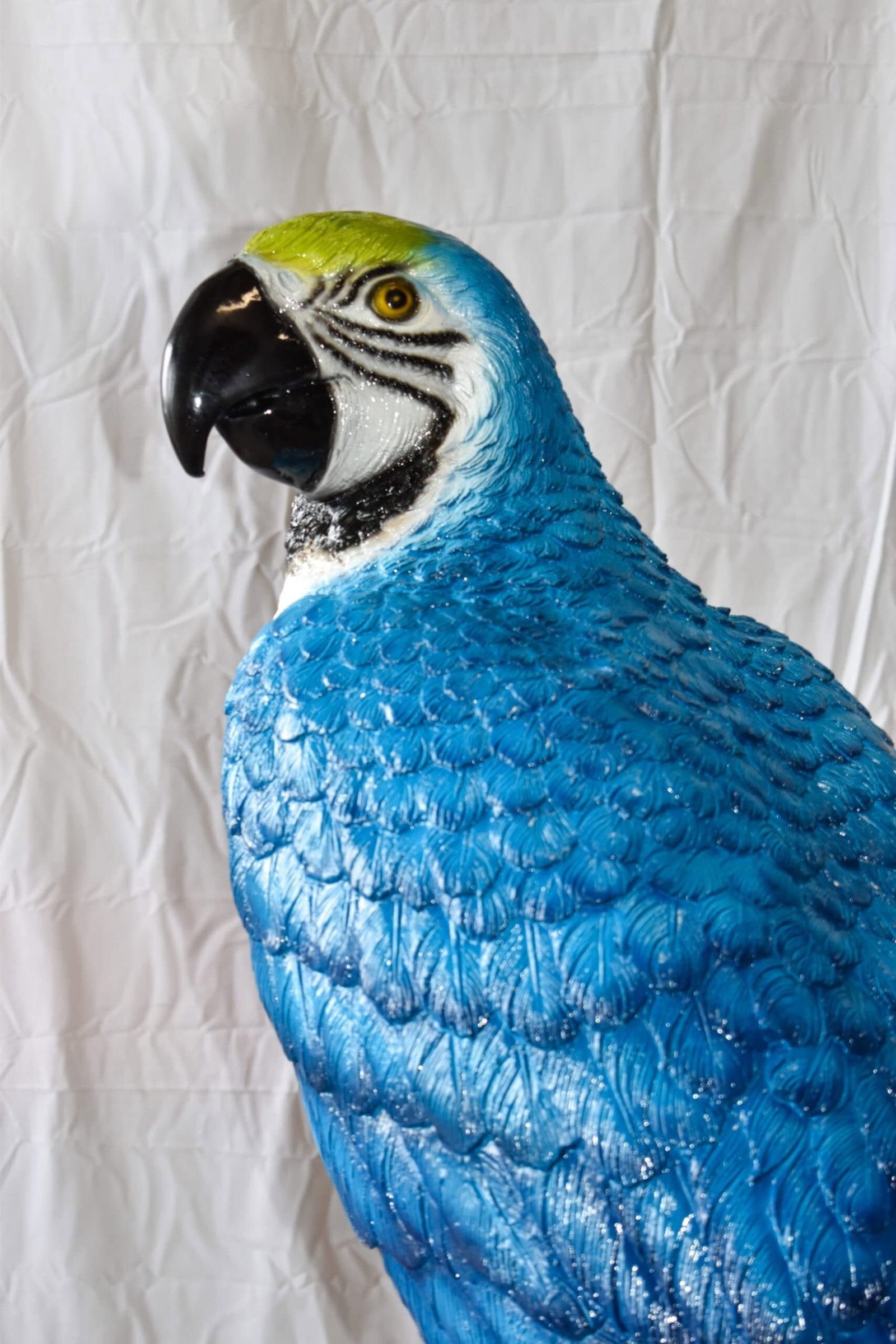 Giant Blue and White Parrot Standing on A Tree Bronze Statue 30" x 24" x 66"H - 8