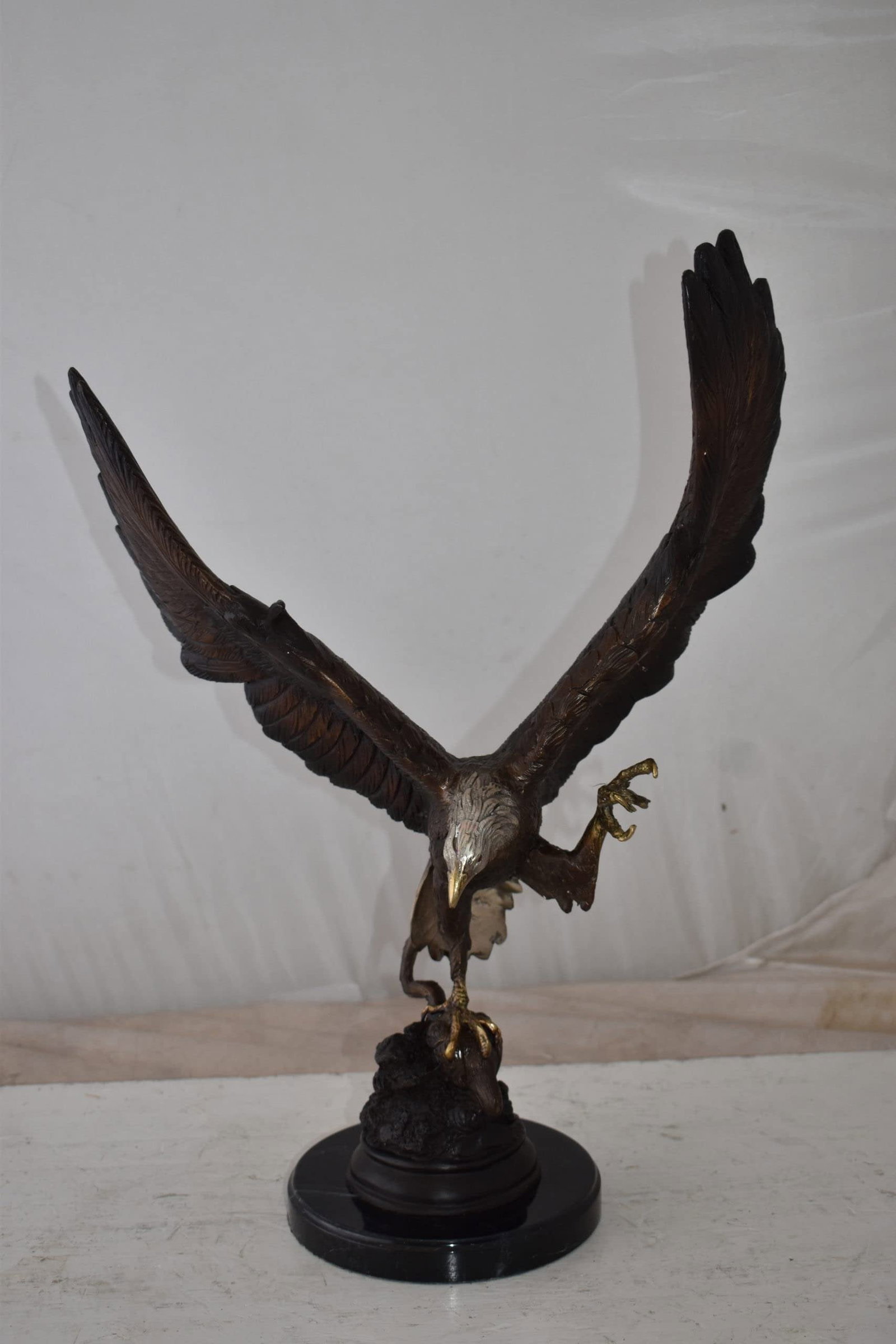 Eagle In Action Trying to Catch His Prey Bronze Statue Size: 17" x 10" x 23"H - 4