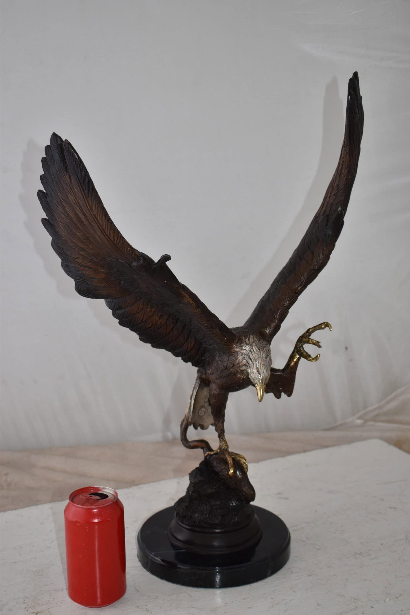 Eagle In Action Trying to Catch His Prey Bronze Statue Size: 17" x 10" x 23"H - 5