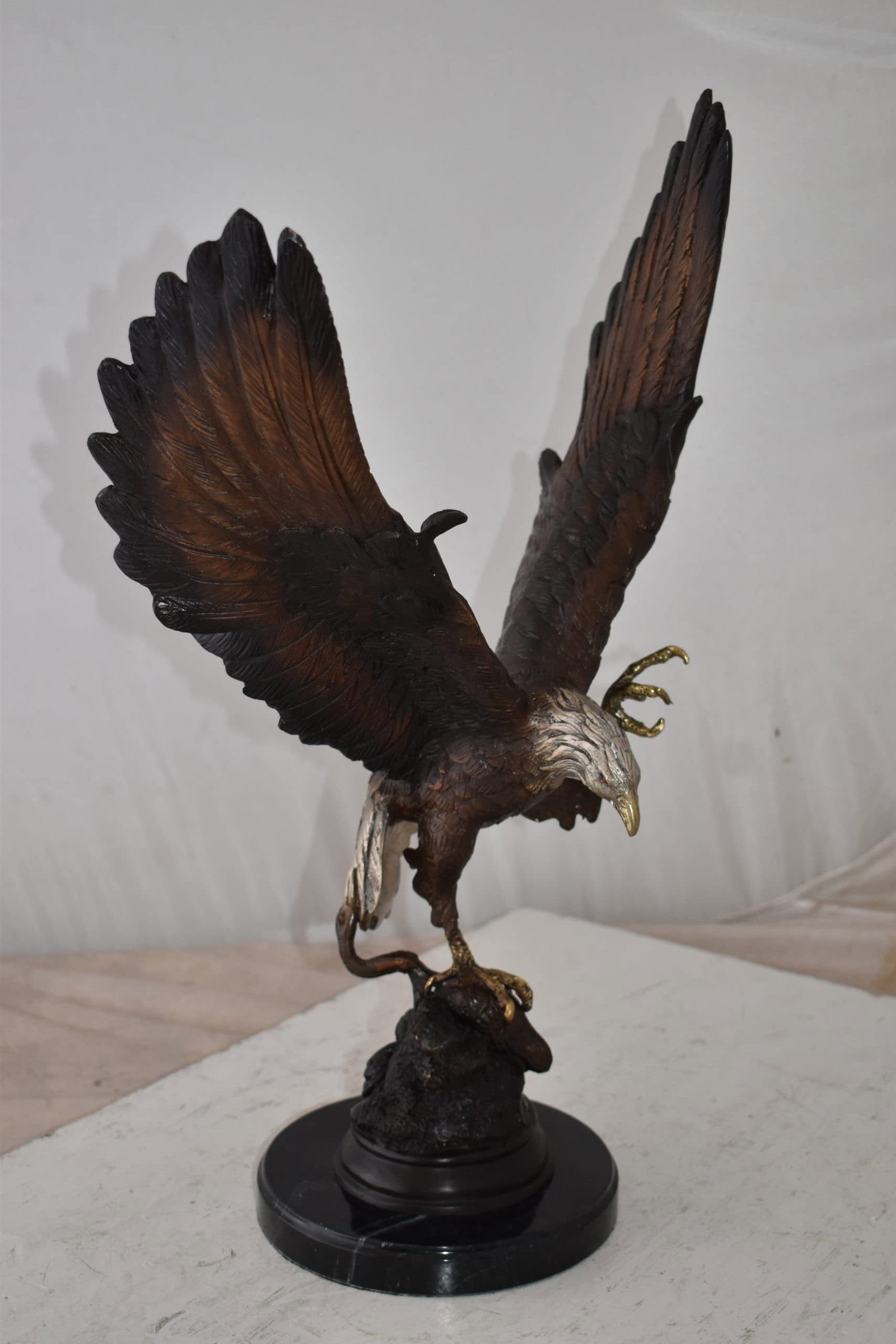 Eagle In Action Trying to Catch His Prey Bronze Statue Size: 17" x 10" x 23"H - 6