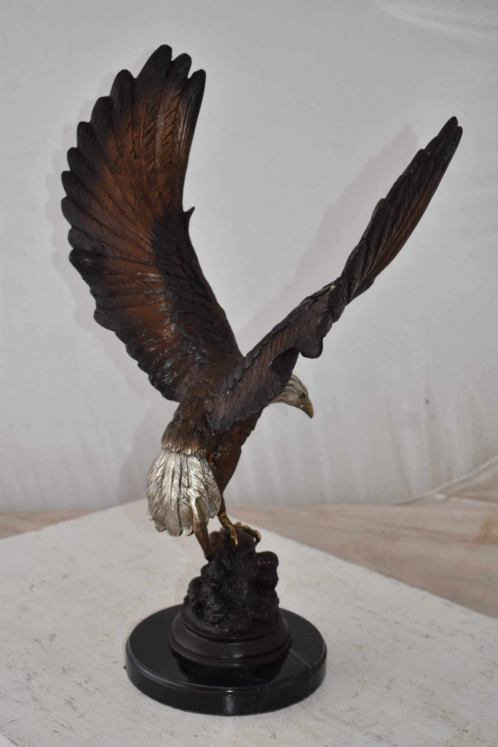 Eagle In Action Trying to Catch His Prey Bronze Statue Size: 17" x 10" x 23"H - 8