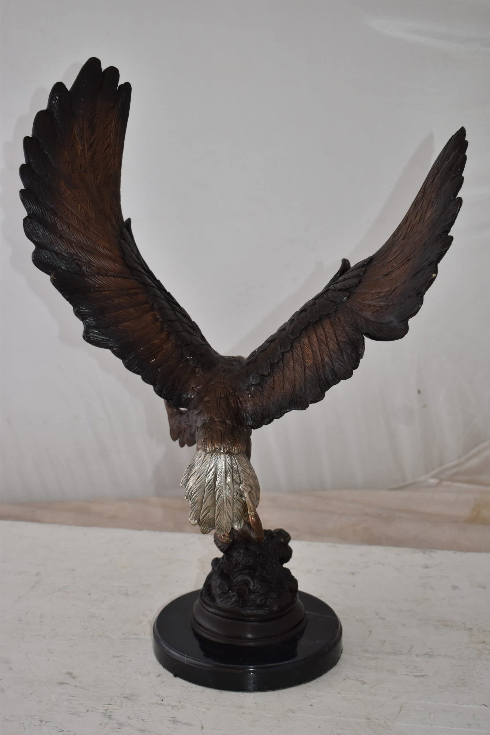 Eagle In Action Trying to Catch His Prey Bronze Statue Size: 17" x 10" x 23"H - 9