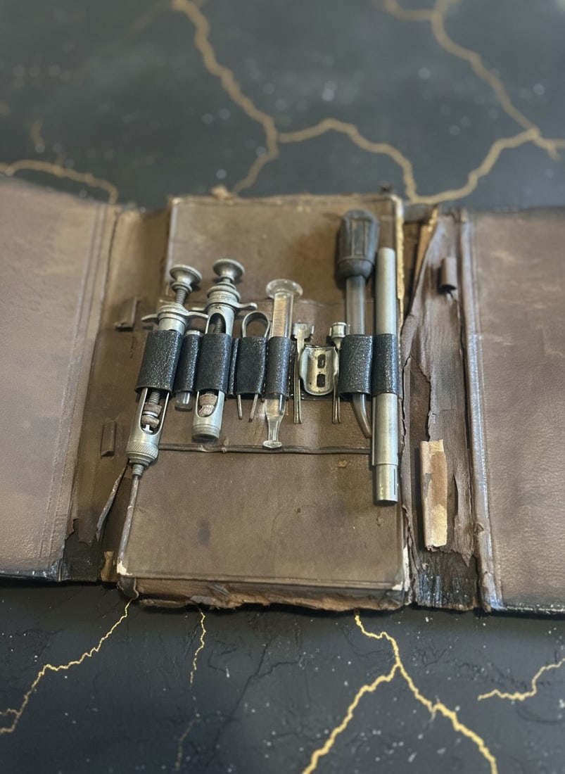 Vintage Medical Doctor Instrument Set in Leather Carrying Case Antique Tool (1 of 12)