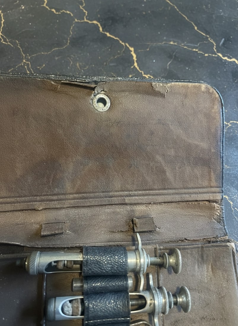 Vintage Medical Doctor Instrument Set in Leather Carrying Case Antique Tool - 6