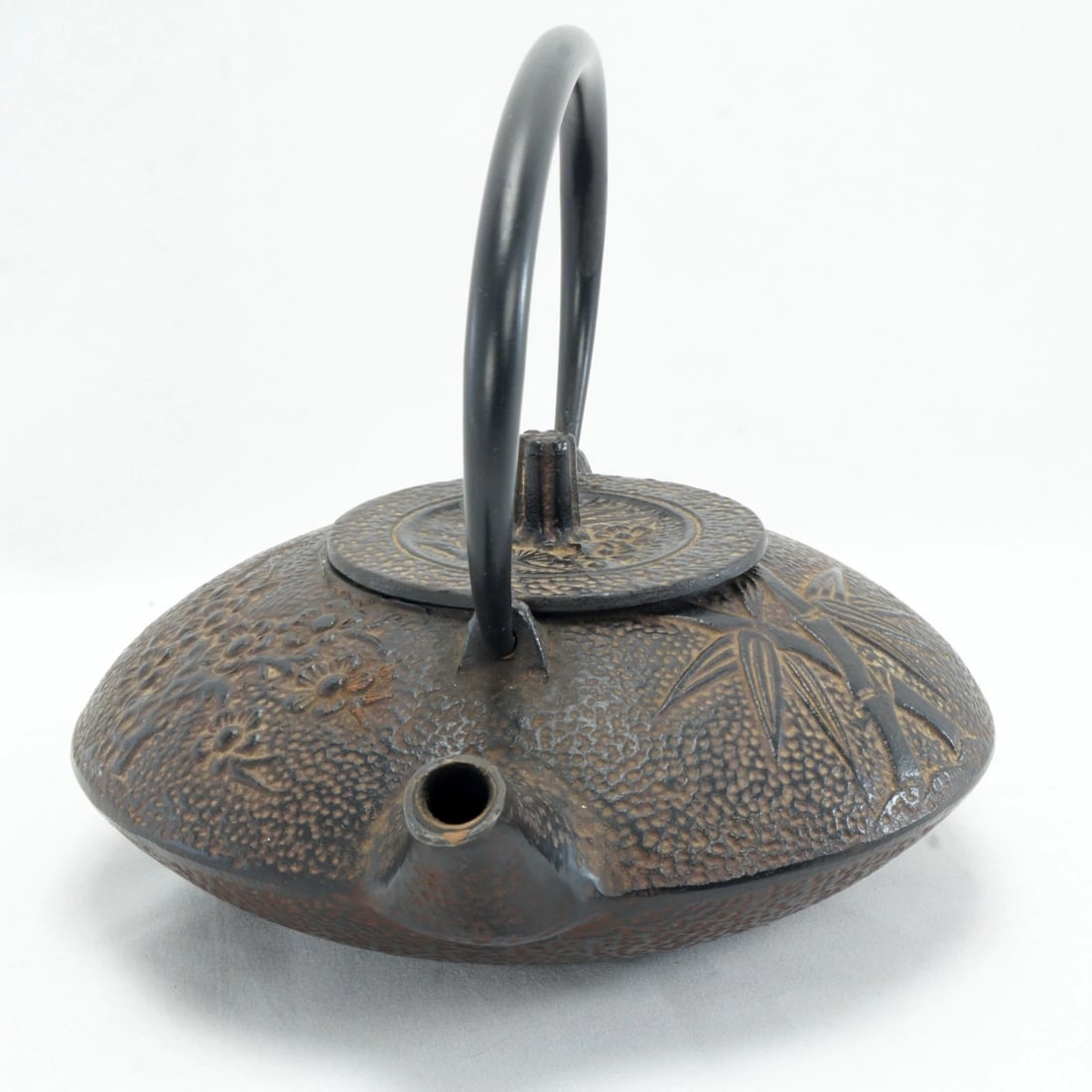 Vtg Japanese Cast Iron Teapot Three Friends - 3