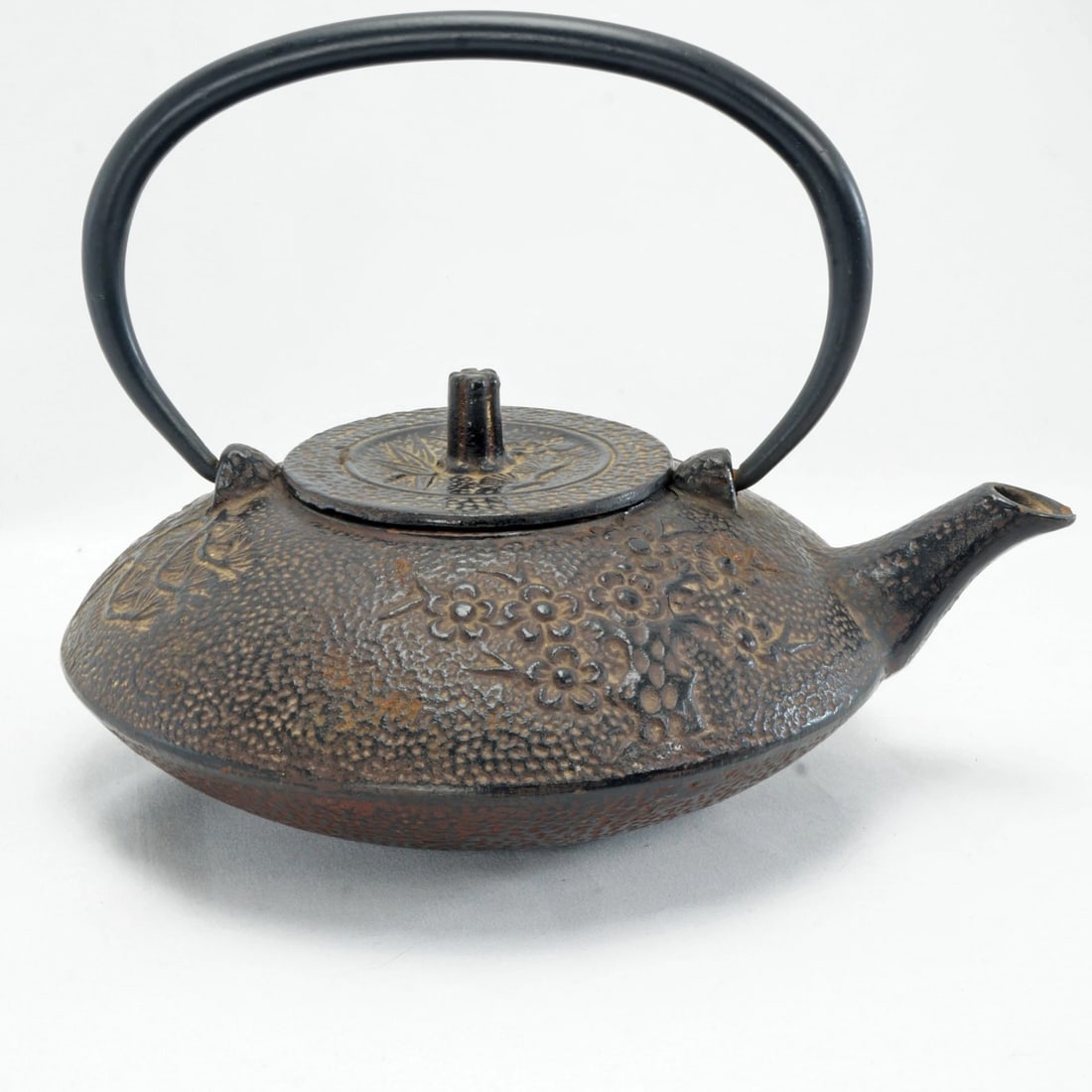 Vtg Japanese Cast Iron Teapot Three Friends - 4
