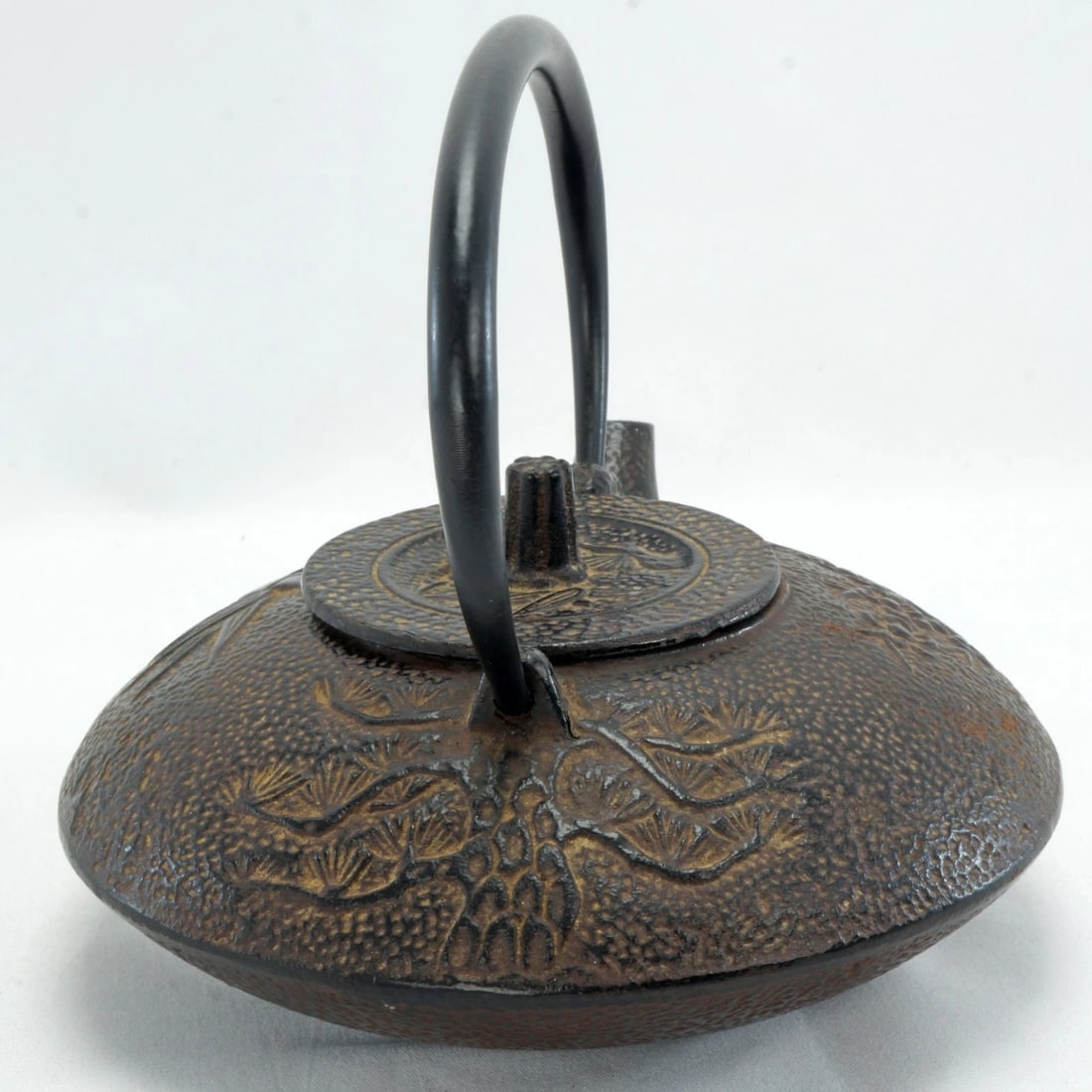 Vtg Japanese Cast Iron Teapot Three Friends - 5