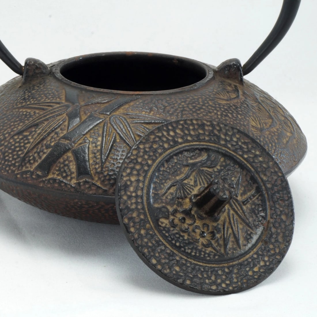 Vtg Japanese Cast Iron Teapot Three Friends - 9