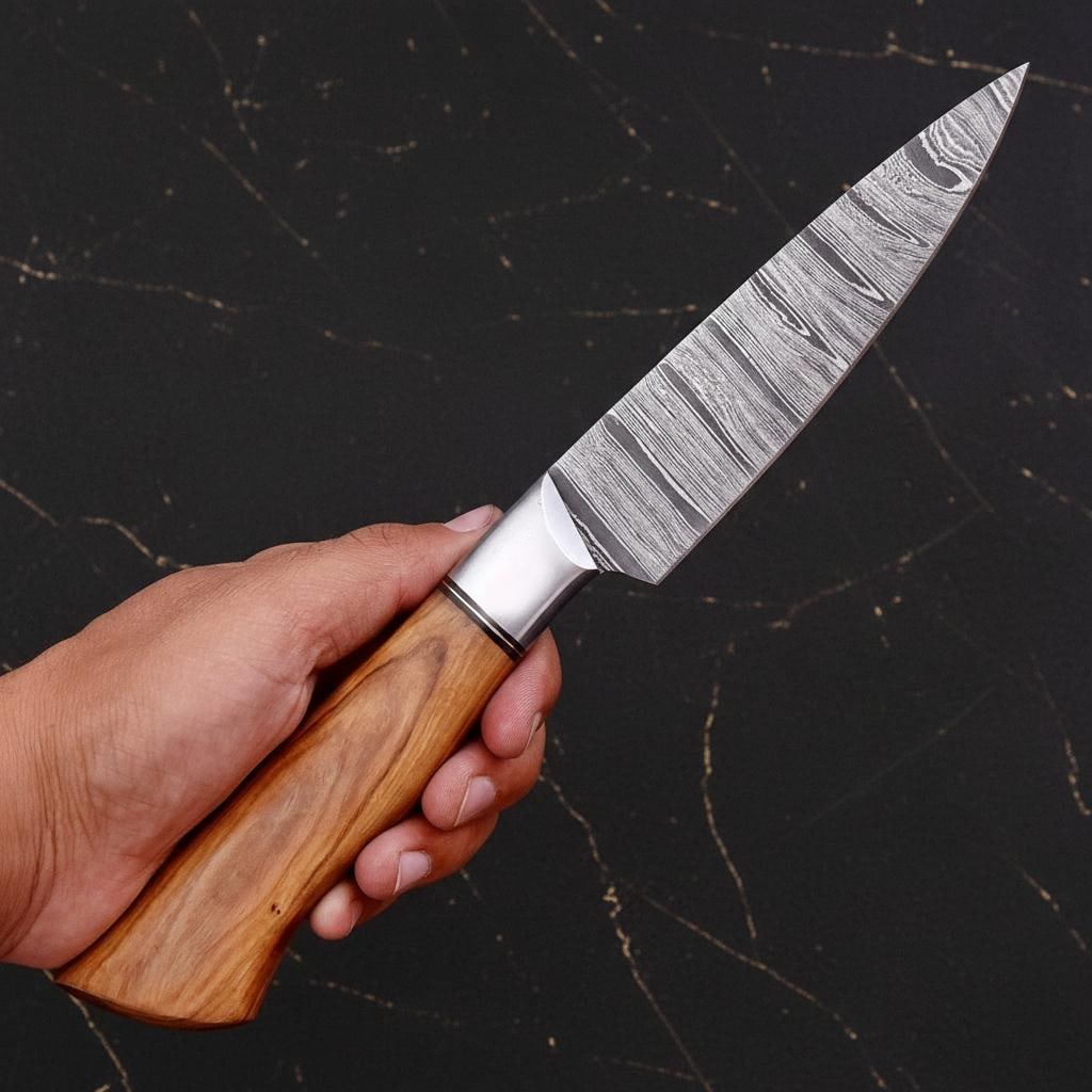 Hand Forged 5-Piece Kitchen Knife Set Twist Pattern Damascus Steel Chef Cutlery - 5