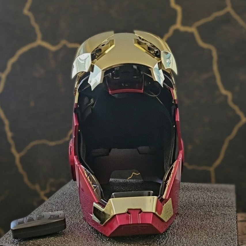 Electronic Iron Hero MK5 Mask Gold Metallic Voice Controlled Helmet Gift - 2