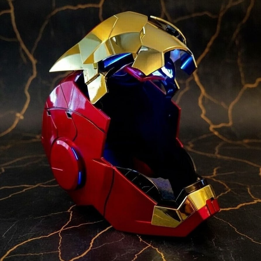 Electronic Iron Hero MK5 Mask Gold Metallic Voice Controlled Helmet Gift - 3