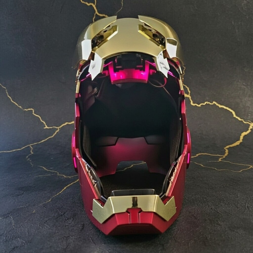 Electronic Iron Hero MK5 Mask Gold Metallic Voice Controlled Helmet Gift - 5
