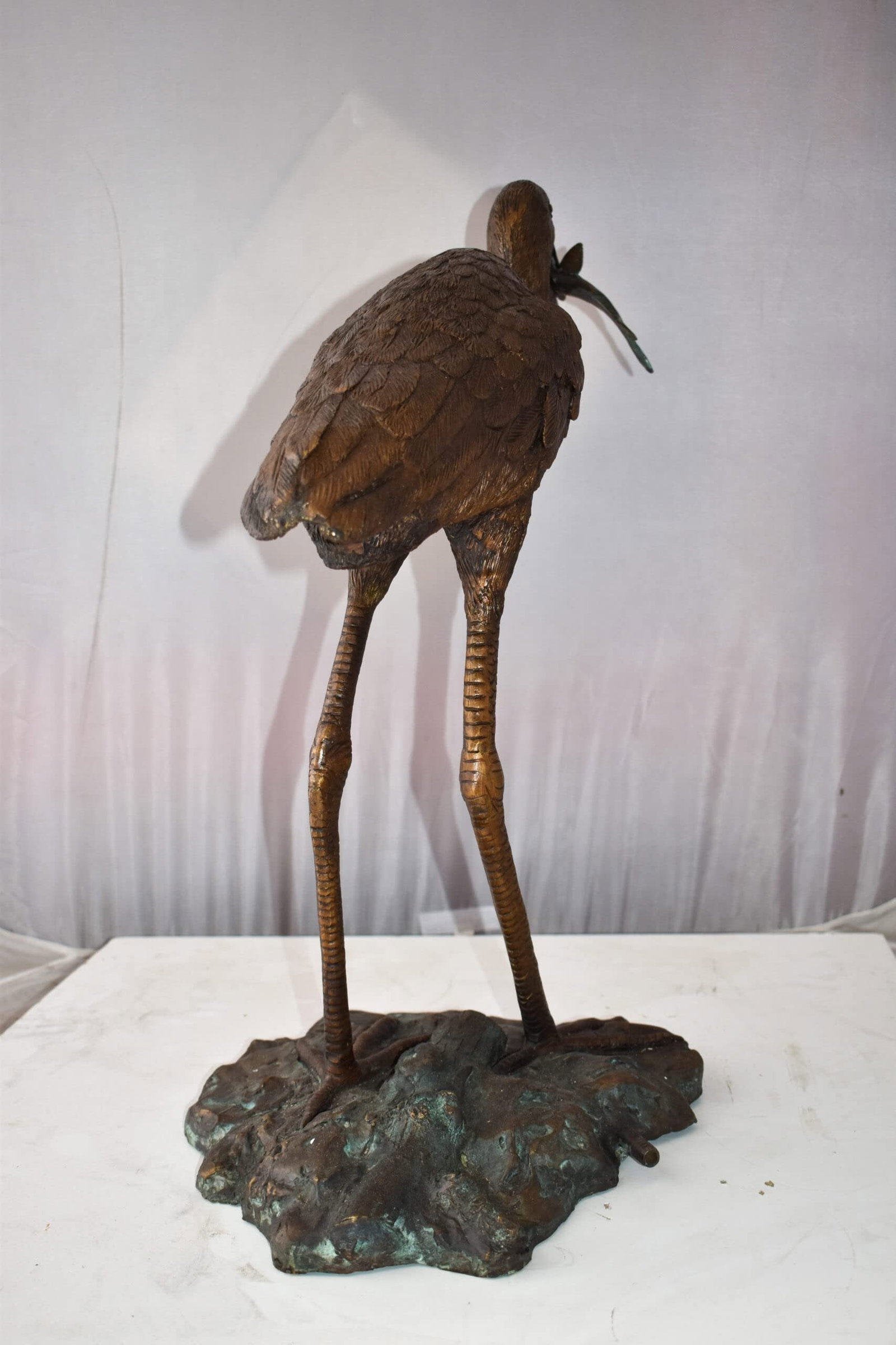 Heron With Prey Brown Patina Bronze Statue Fountain Size: 26" x 15" x 25"H - 5