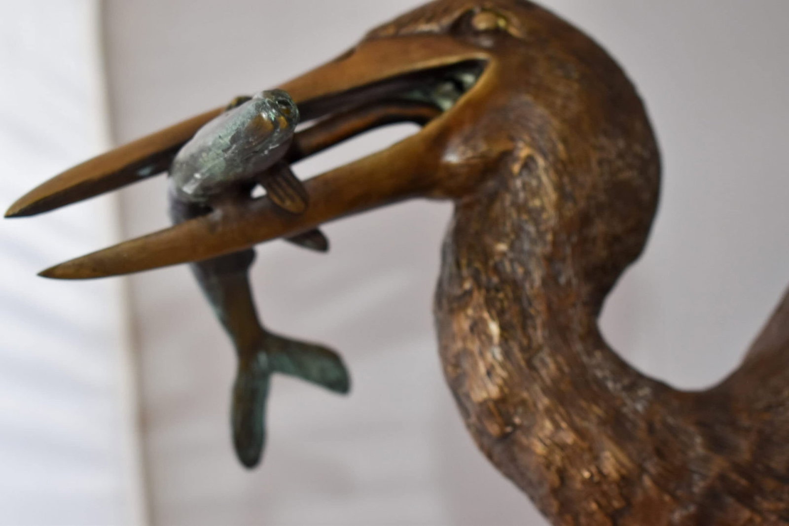 Heron With Prey Brown Patina Bronze Statue Fountain Size: 26" x 15" x 25"H - 9