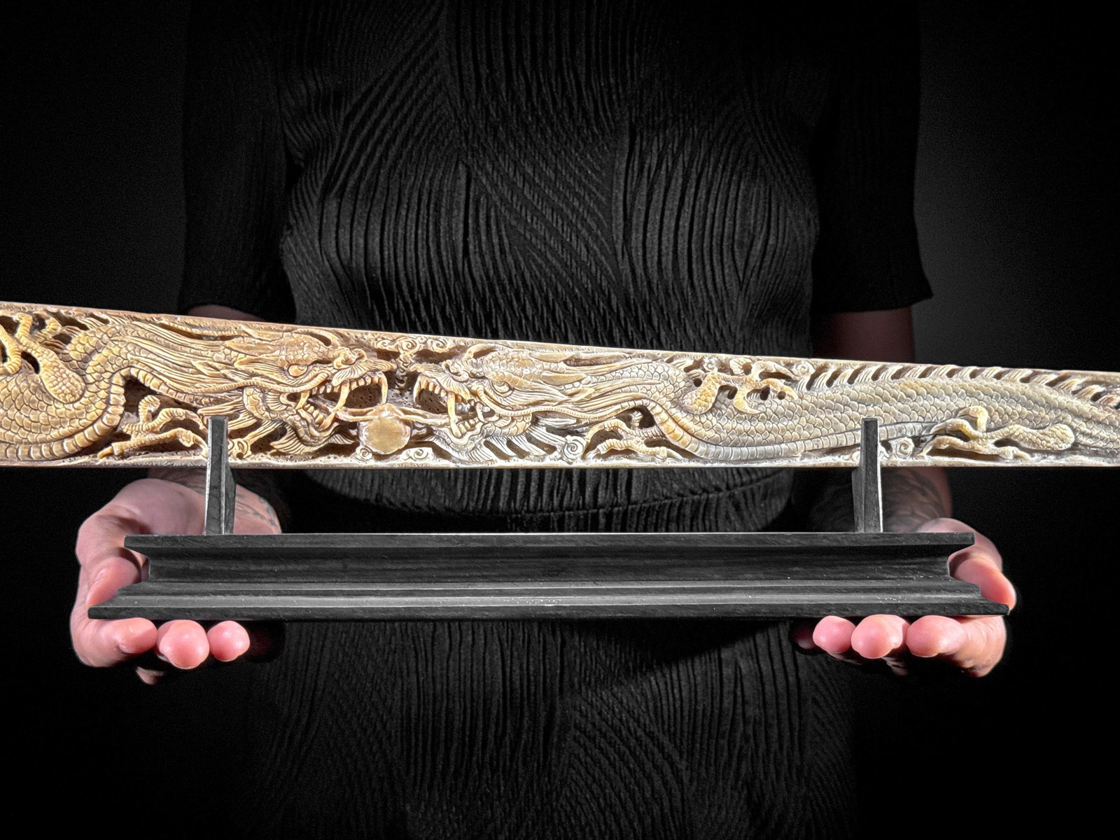 Large carved swordfish - Double Dragon motif - 10