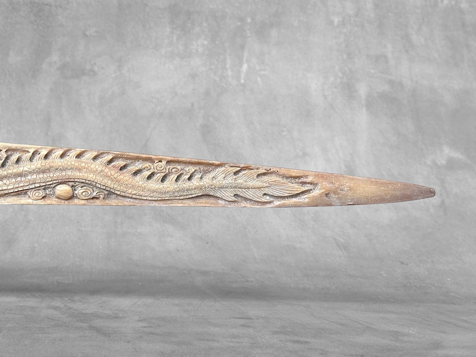 Large carved swordfish - Double Dragon motif - 9
