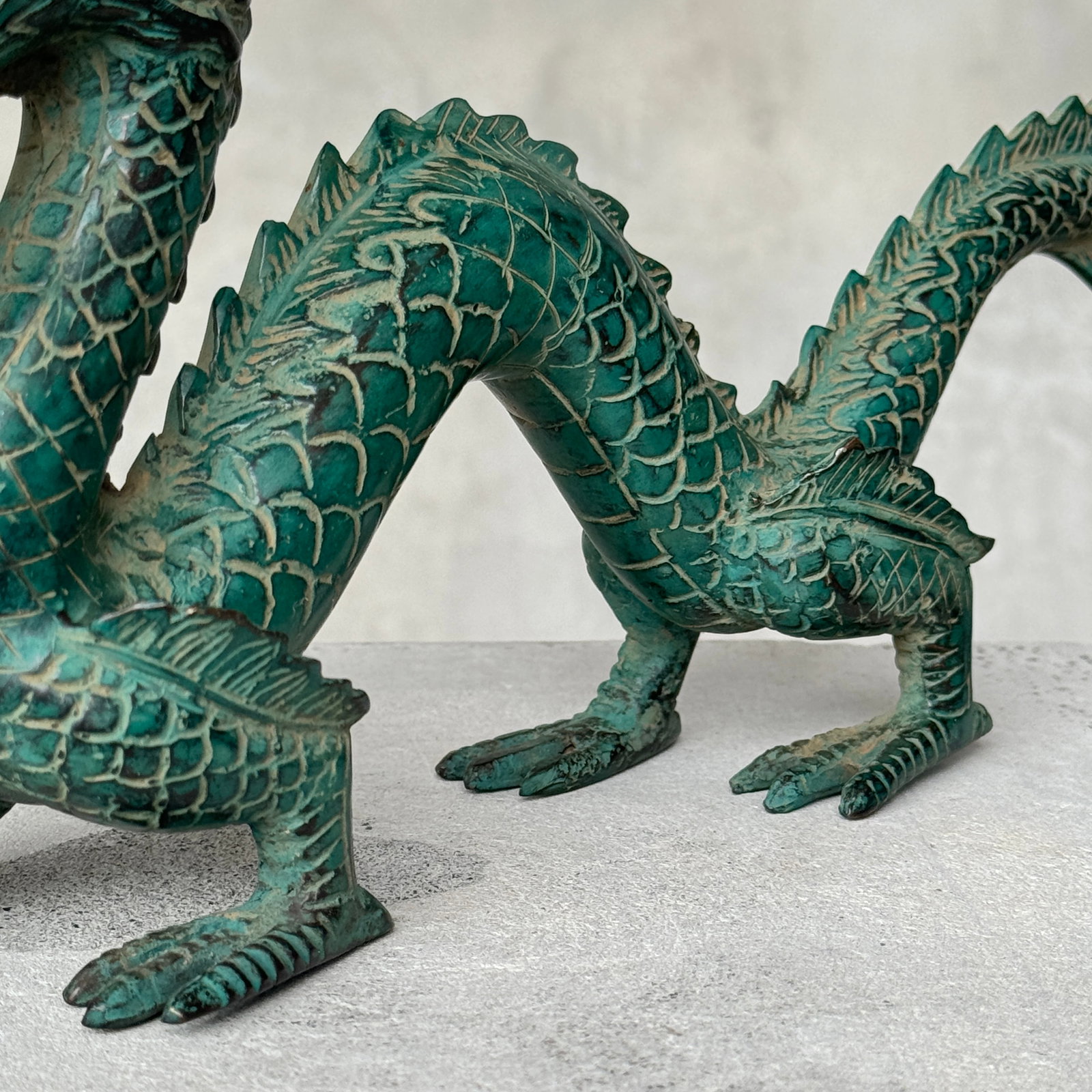 Patinated Chinese Dragon Bronze Sculpture - 4