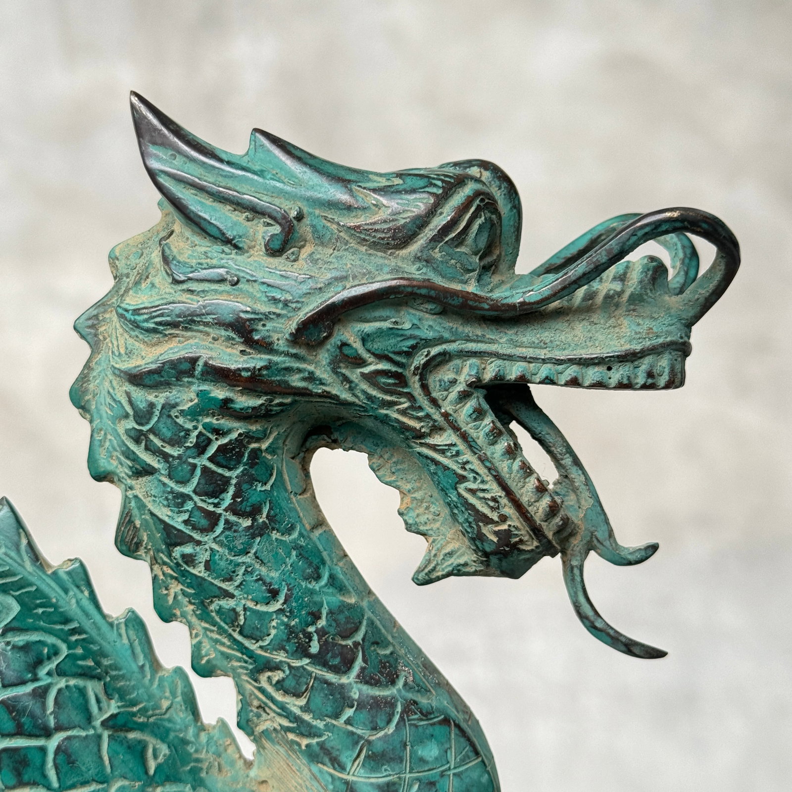 Patinated Chinese Dragon Bronze Sculpture - 8