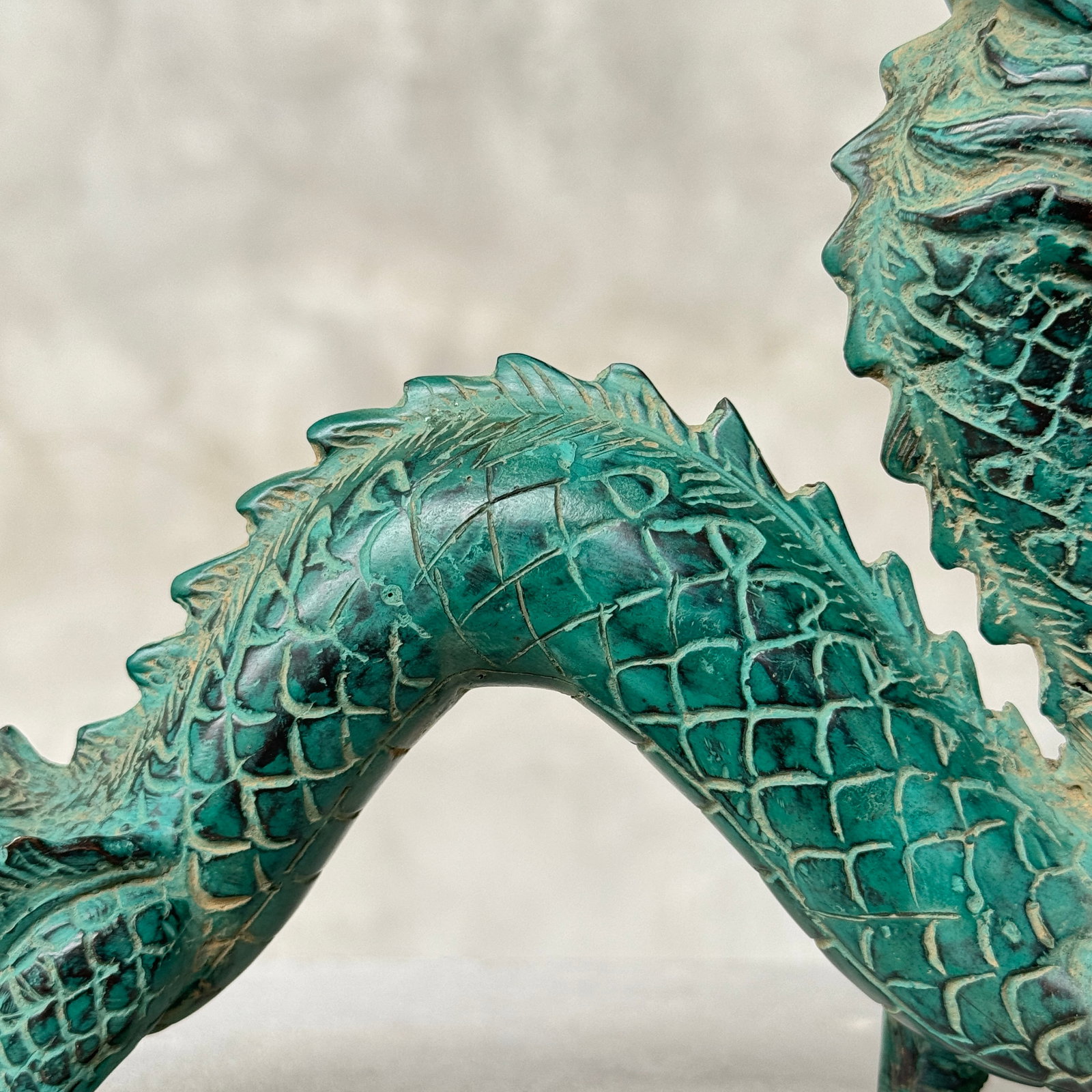Patinated Chinese Dragon Bronze Sculpture - 9