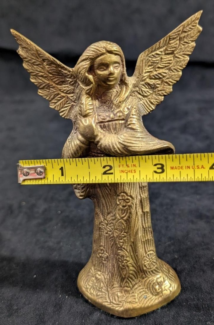 Heavy Solid Brass Angel Candle Holder 6" Vintage Candlestick Made in India by Jainson - 11