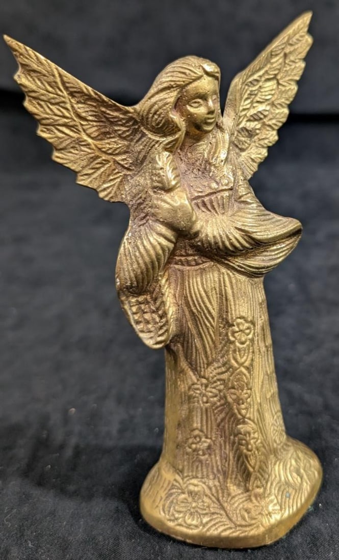 Heavy Solid Brass Angel Candle Holder 6" Vintage Candlestick Made in India by Jainson - 6