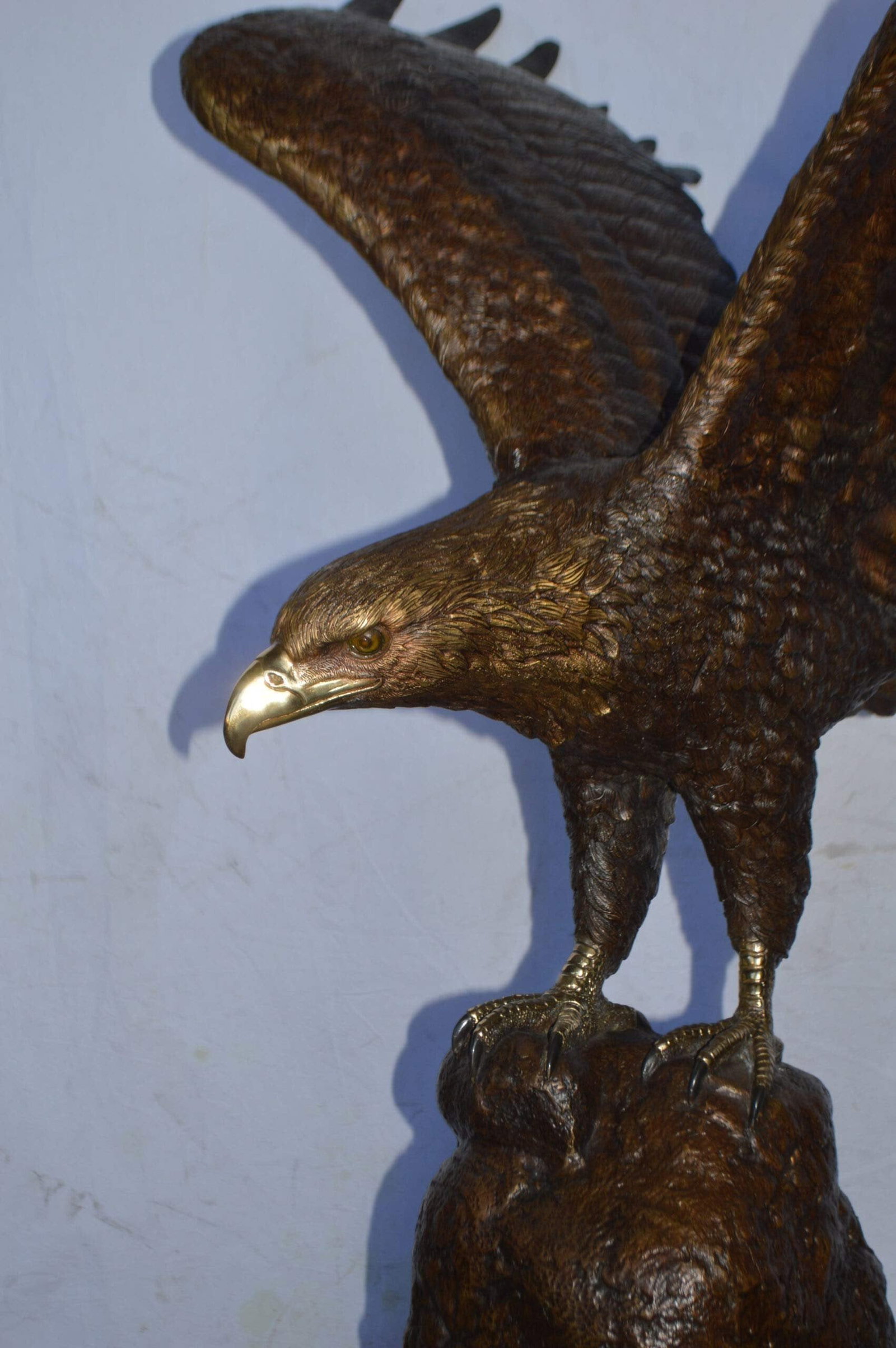 Eagle Landing on a Rock Bronze Statue - Size: 51"L x 36"W x 58"H. - 7