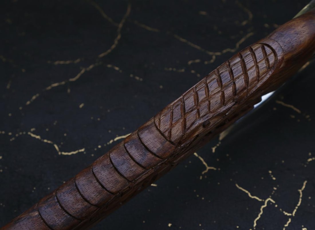 Hand Forged Viking Axe 21" Carbon Steel Blade with Engraved Dragon Wood Handle - 9