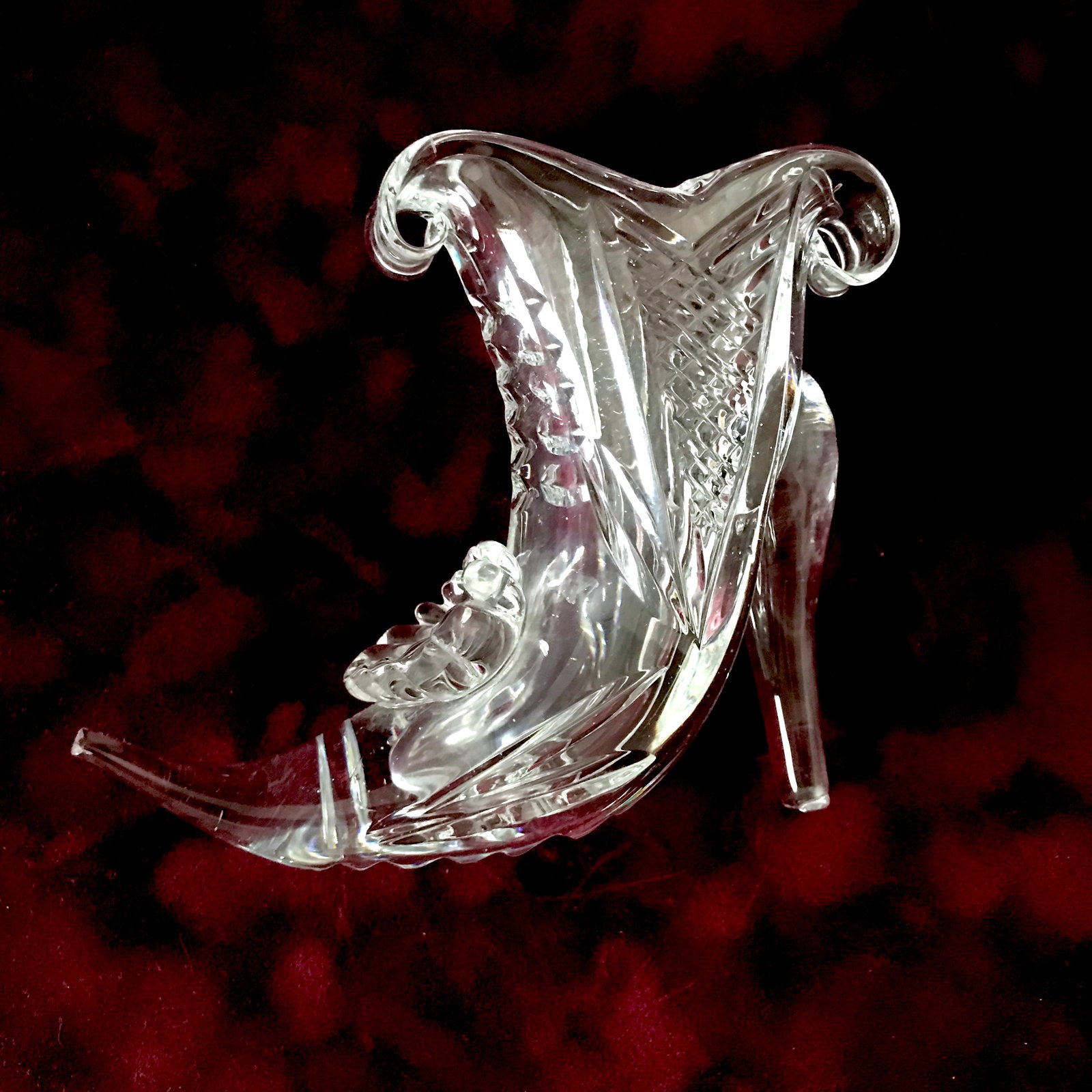 Vintage Bohemia crystal vase 'high heel shoe' 560 gr - 8
