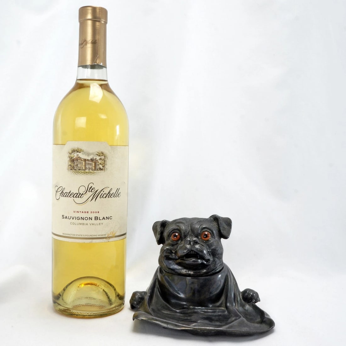 Antique Inkwell Jennings Brothers Pug Dog - 2