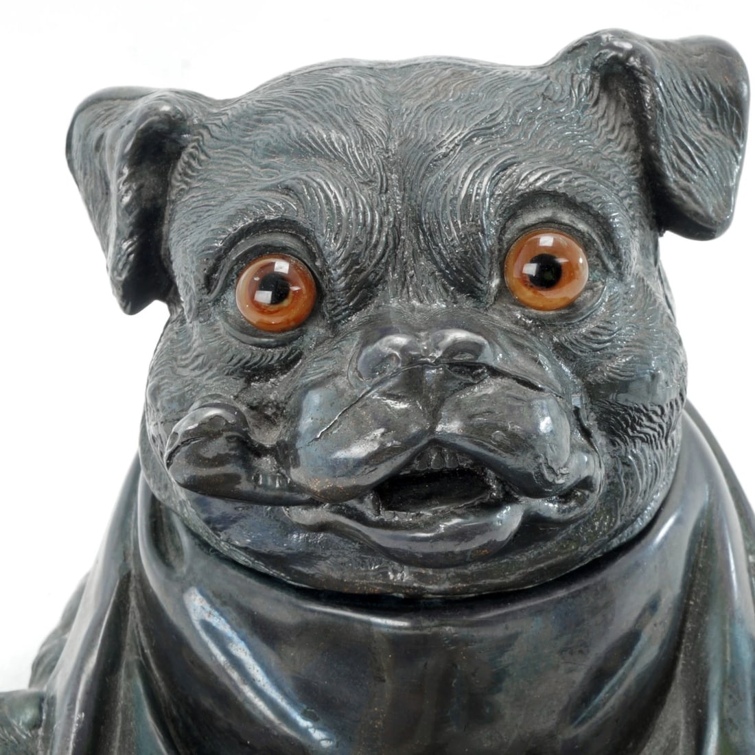 Antique Inkwell Jennings Brothers Pug Dog - 9