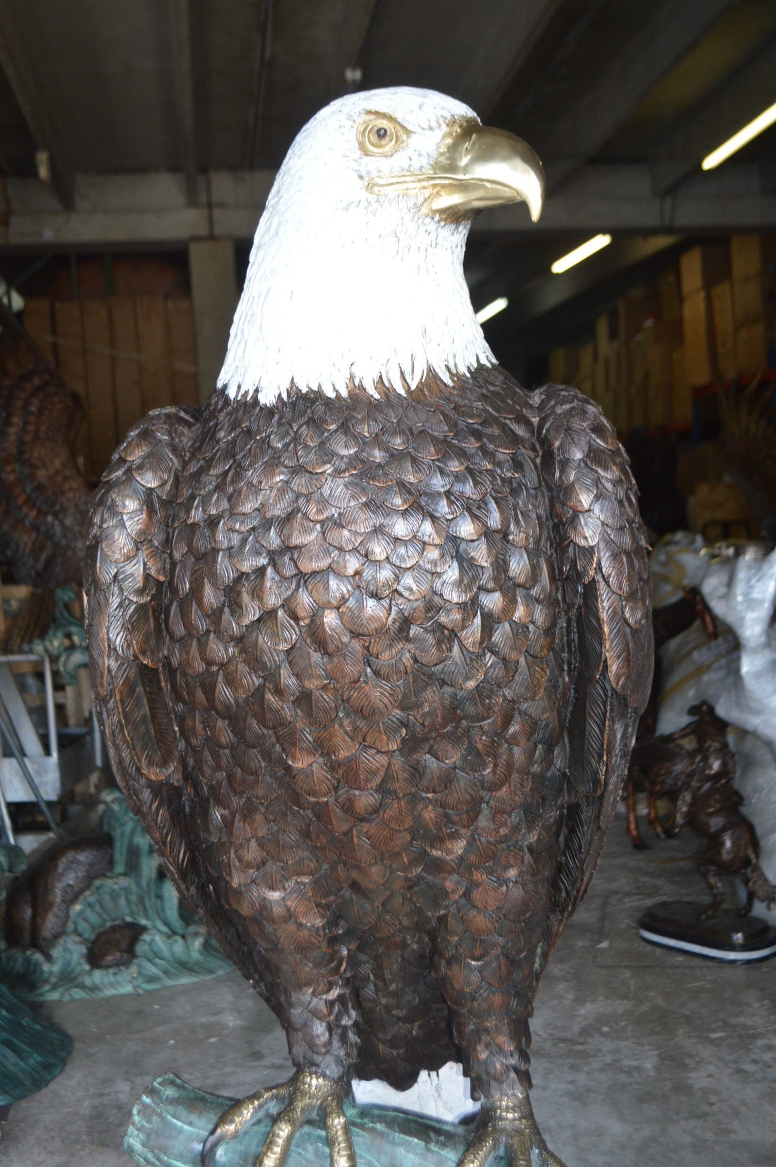 Large Eagle on a branch Bronze Statue - Size: 29"L x 29"W x 74"H - 2