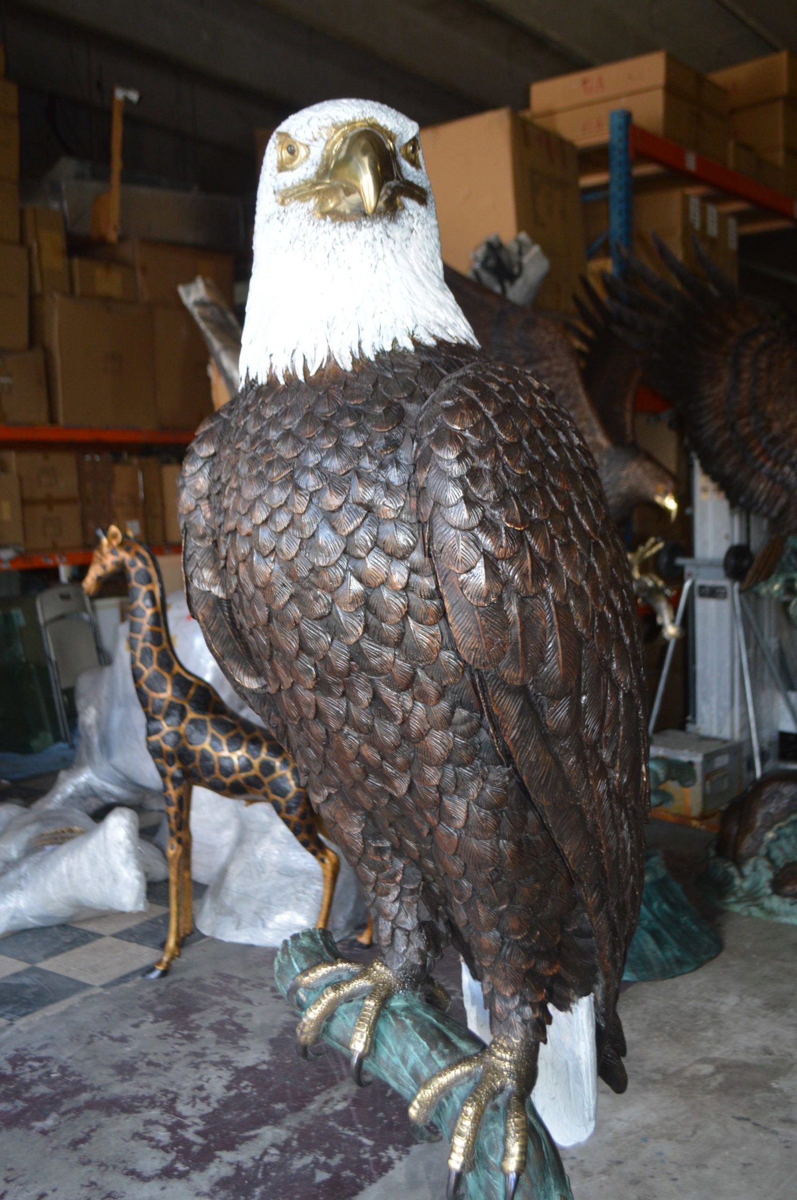 Large Eagle on a branch Bronze Statue - Size: 29"L x 29"W x 74"H - 3