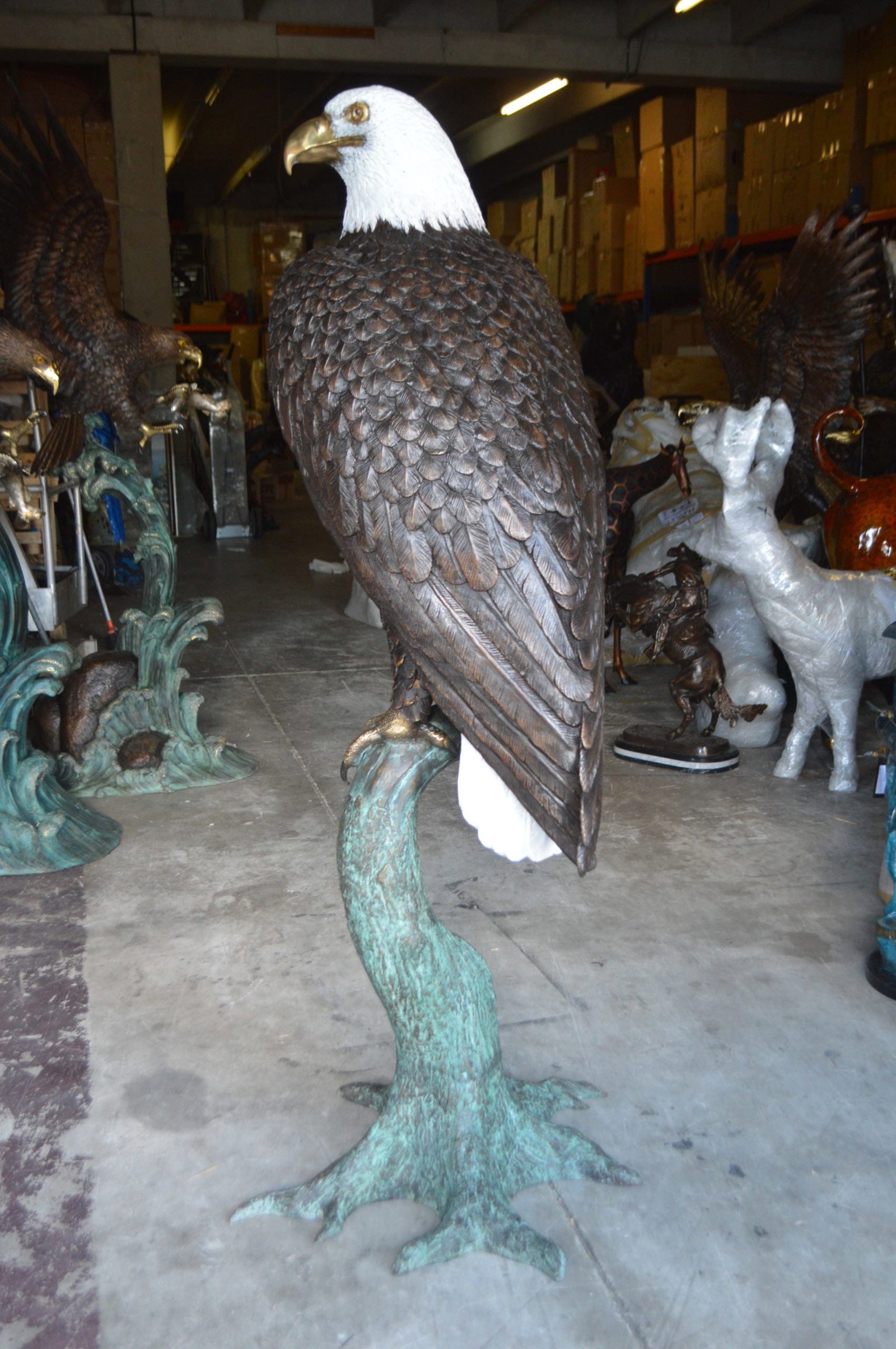 Large Eagle on a branch Bronze Statue - Size: 29"L x 29"W x 74"H - 5