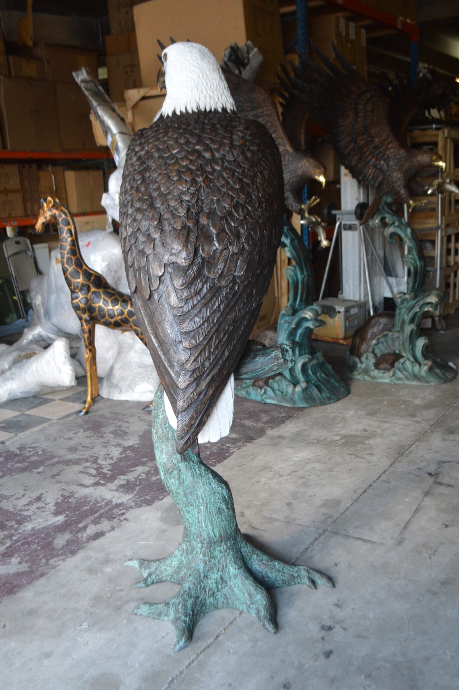 Large Eagle on a branch Bronze Statue - Size: 29"L x 29"W x 74"H - 6