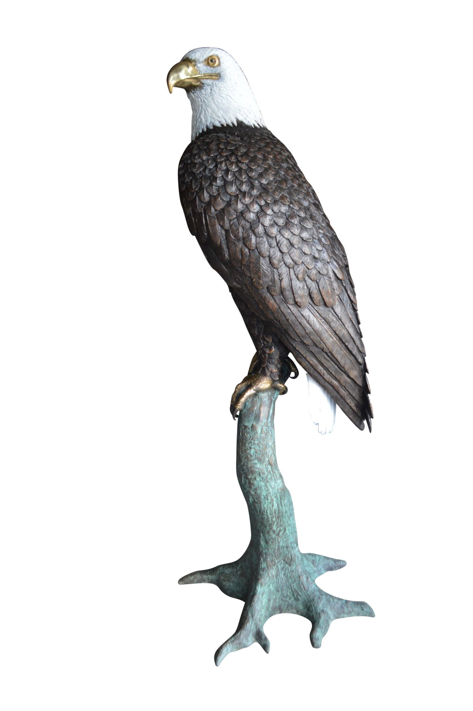 Large Eagle on a branch Bronze Statue - Size: 29"L x 29"W x 74"H - 9