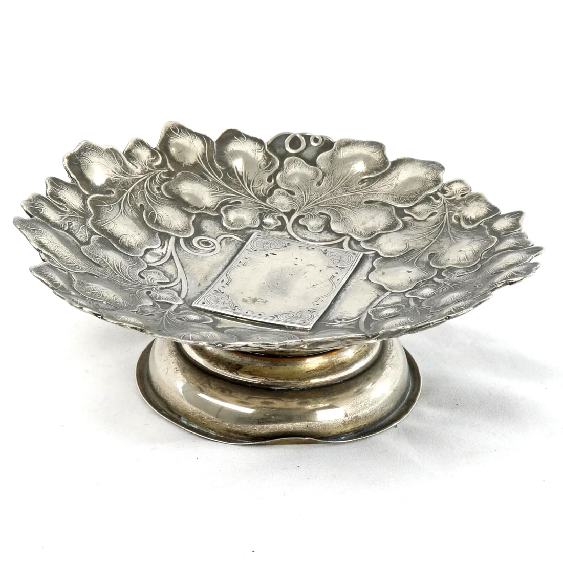 19th C Silverplate Card Receiver Grape Leaves (1 of 8)