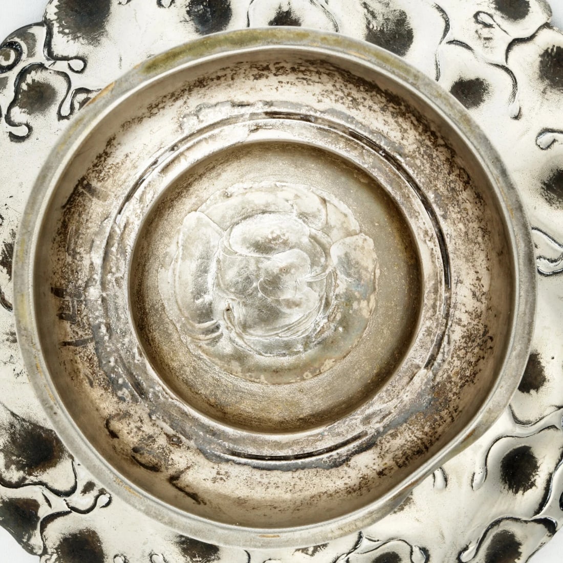 19th C Silverplate Card Receiver Grape Leaves - 7
