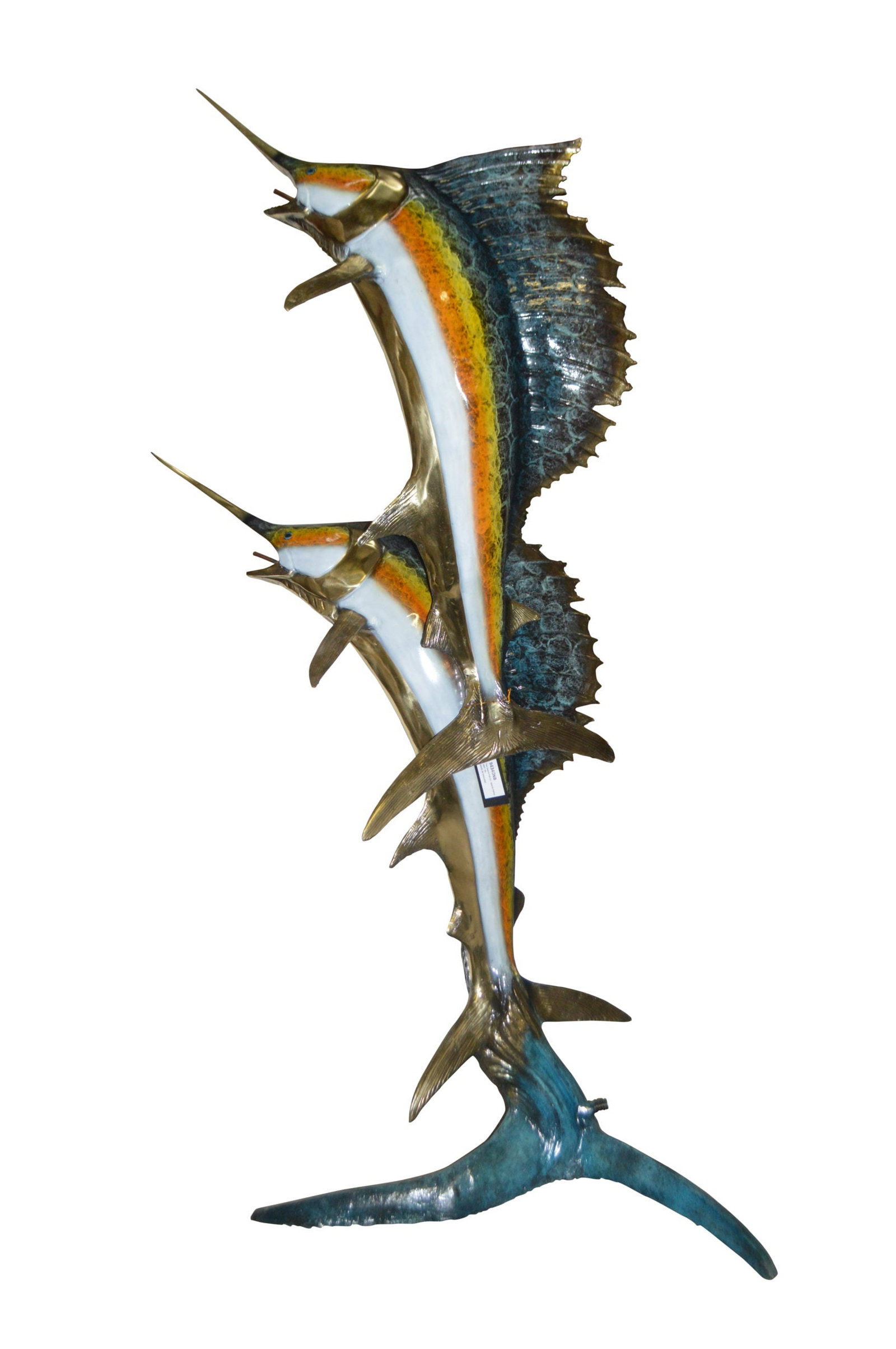 Two - large Sailfish fish Bronze Statue - Size: 30"L x 43"W x 79"H. (1 of 13)