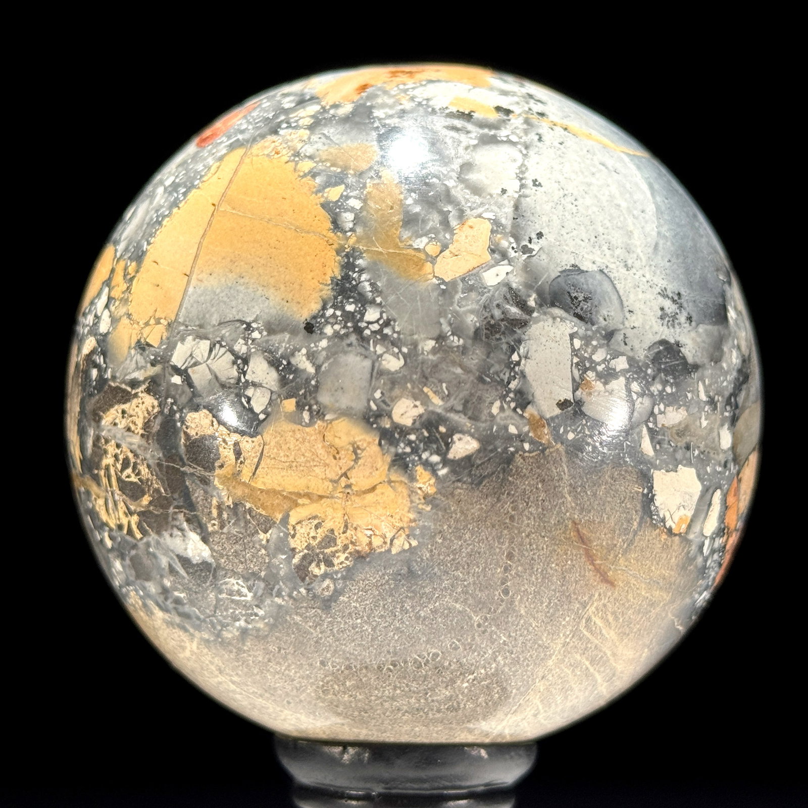 Stunning set of a crystalized Maligano Jasper heart and sphere with stands - 10