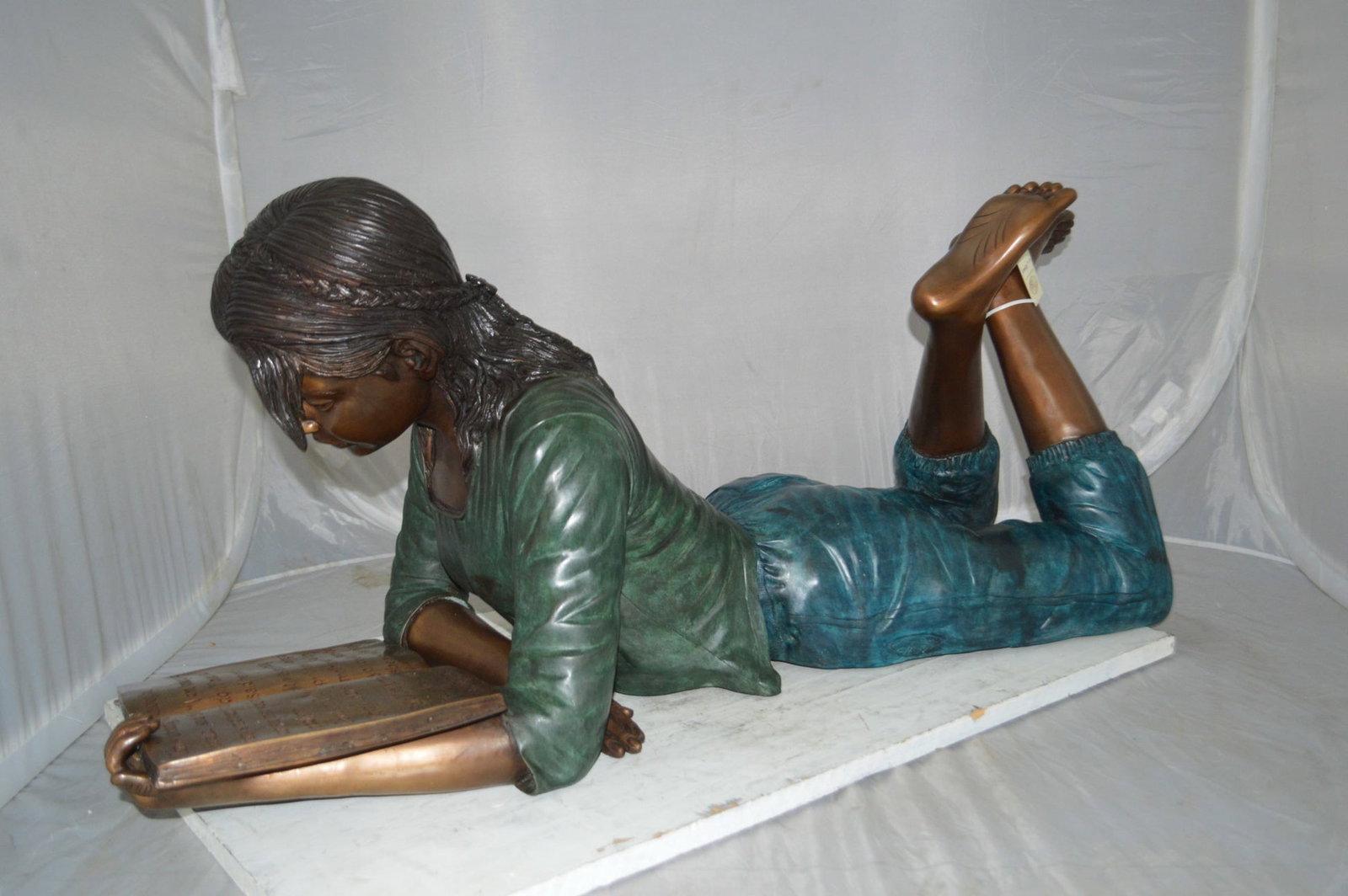 Kate Reading a Book Bronze Statue - Size: 42"L x 18"W x 17"H. - 11