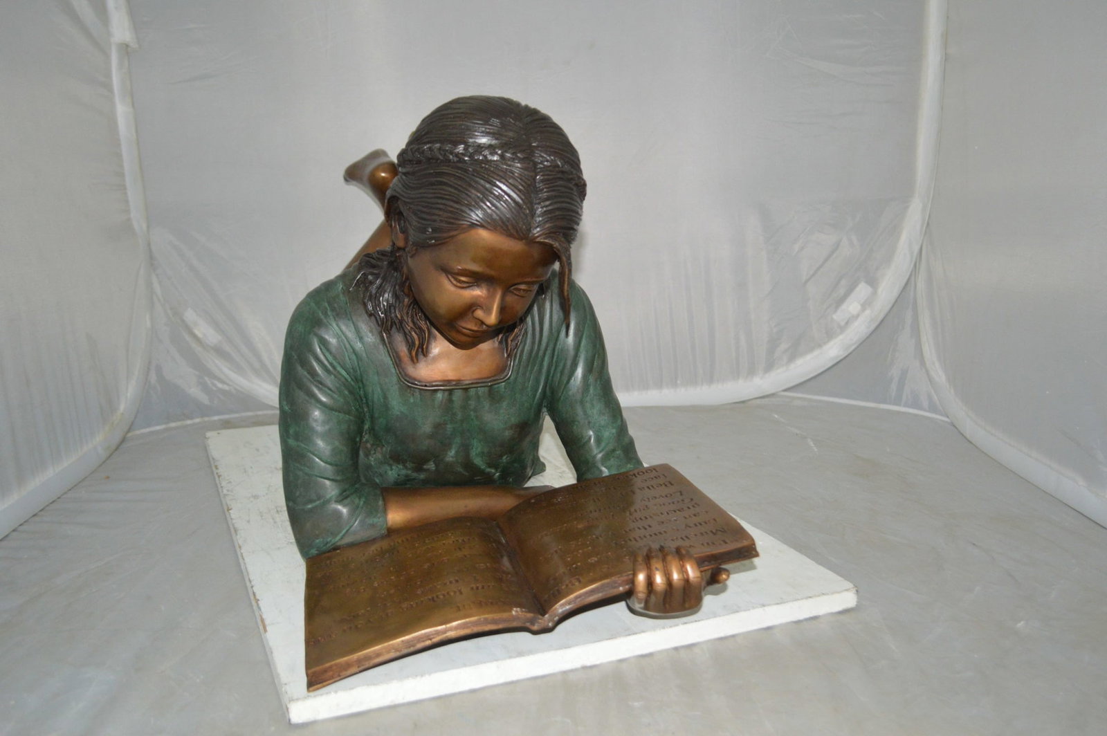 Kate Reading a Book Bronze Statue - Size: 42"L x 18"W x 17"H. - 6