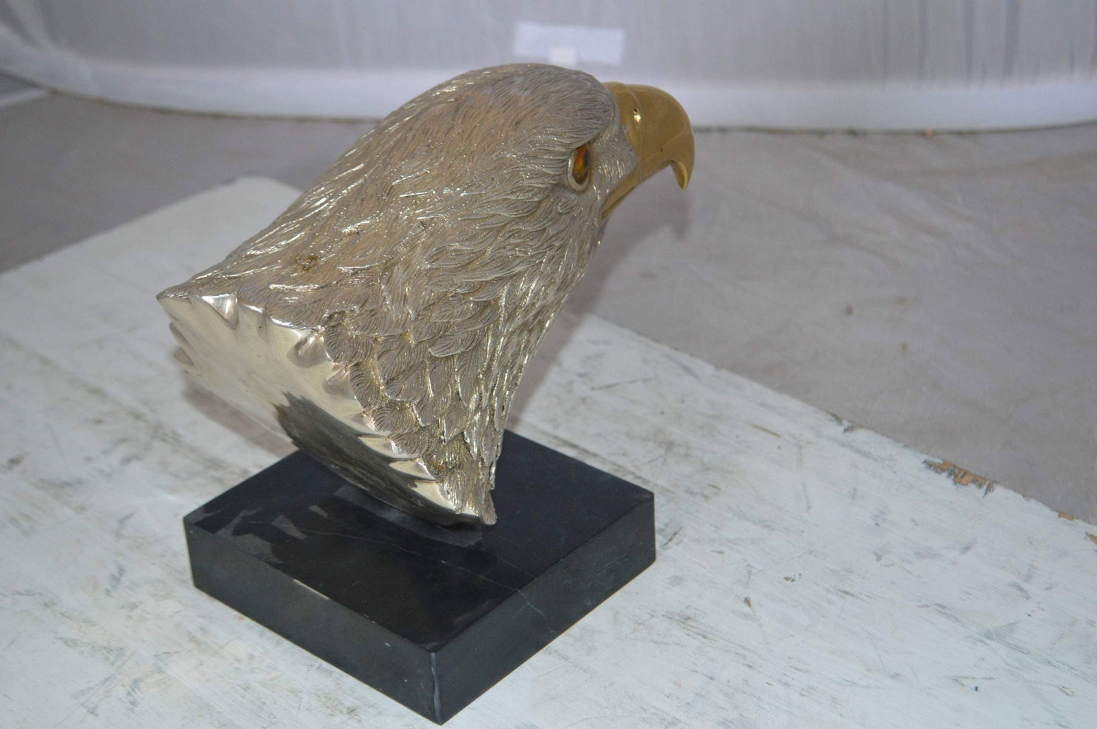 Eagle head Silver Finish - Bronze Statue - Size: 10"L x 6"W x 8.5"H. - 10