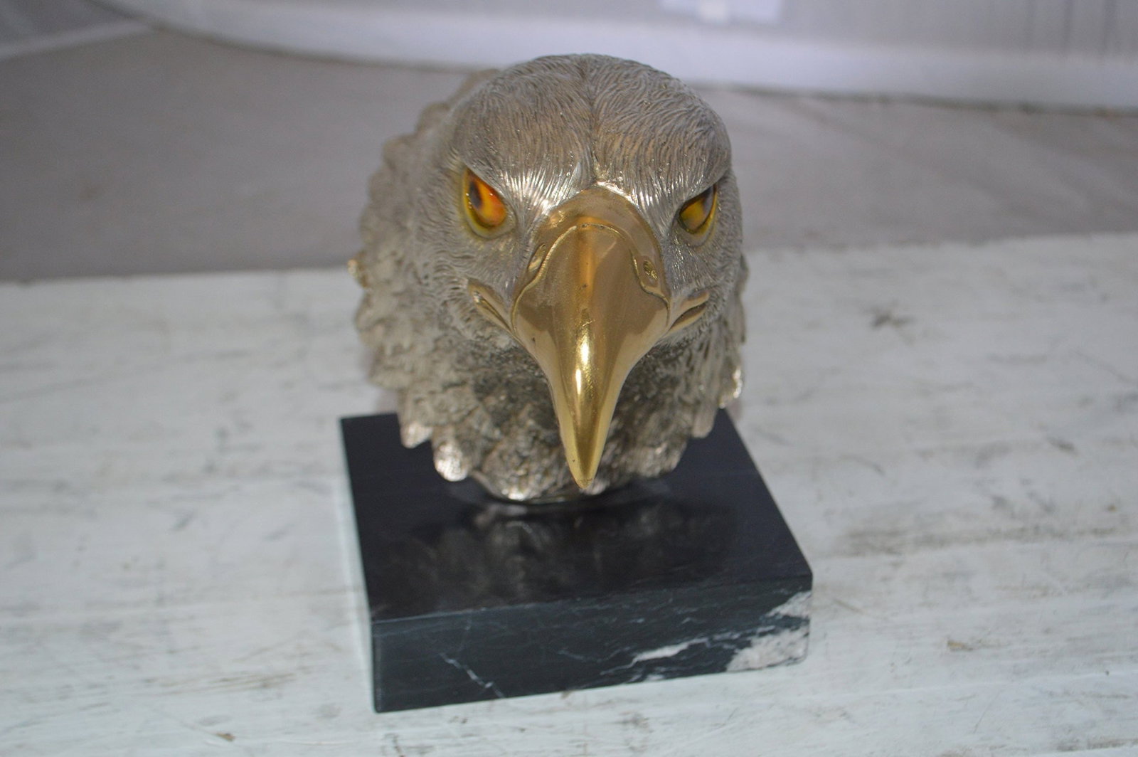 Eagle head Silver Finish - Bronze Statue - Size: 10"L x 6"W x 8.5"H. - 11