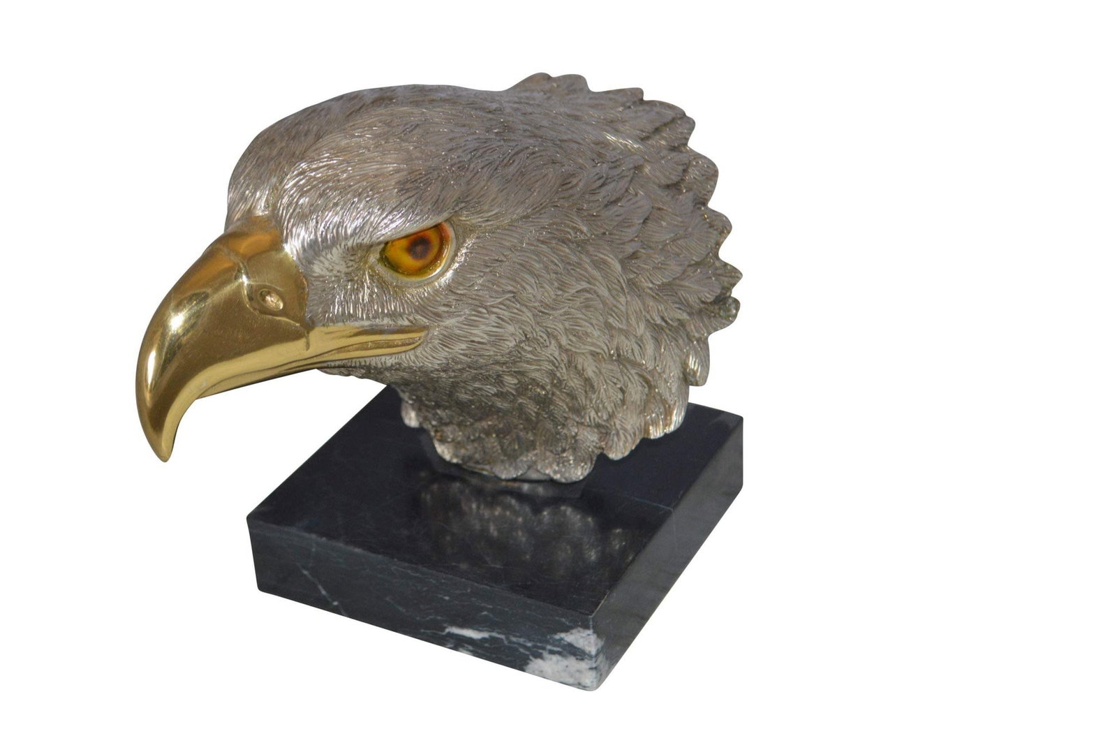 Eagle head Silver Finish - Bronze Statue - Size: 10"L x 6"W x 8.5"H. - 3