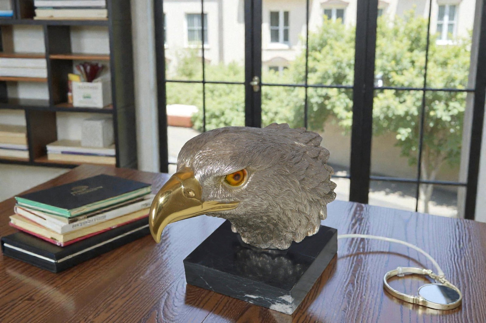Eagle head Silver Finish - Bronze Statue - Size: 10"L x 6"W x 8.5"H. - 4