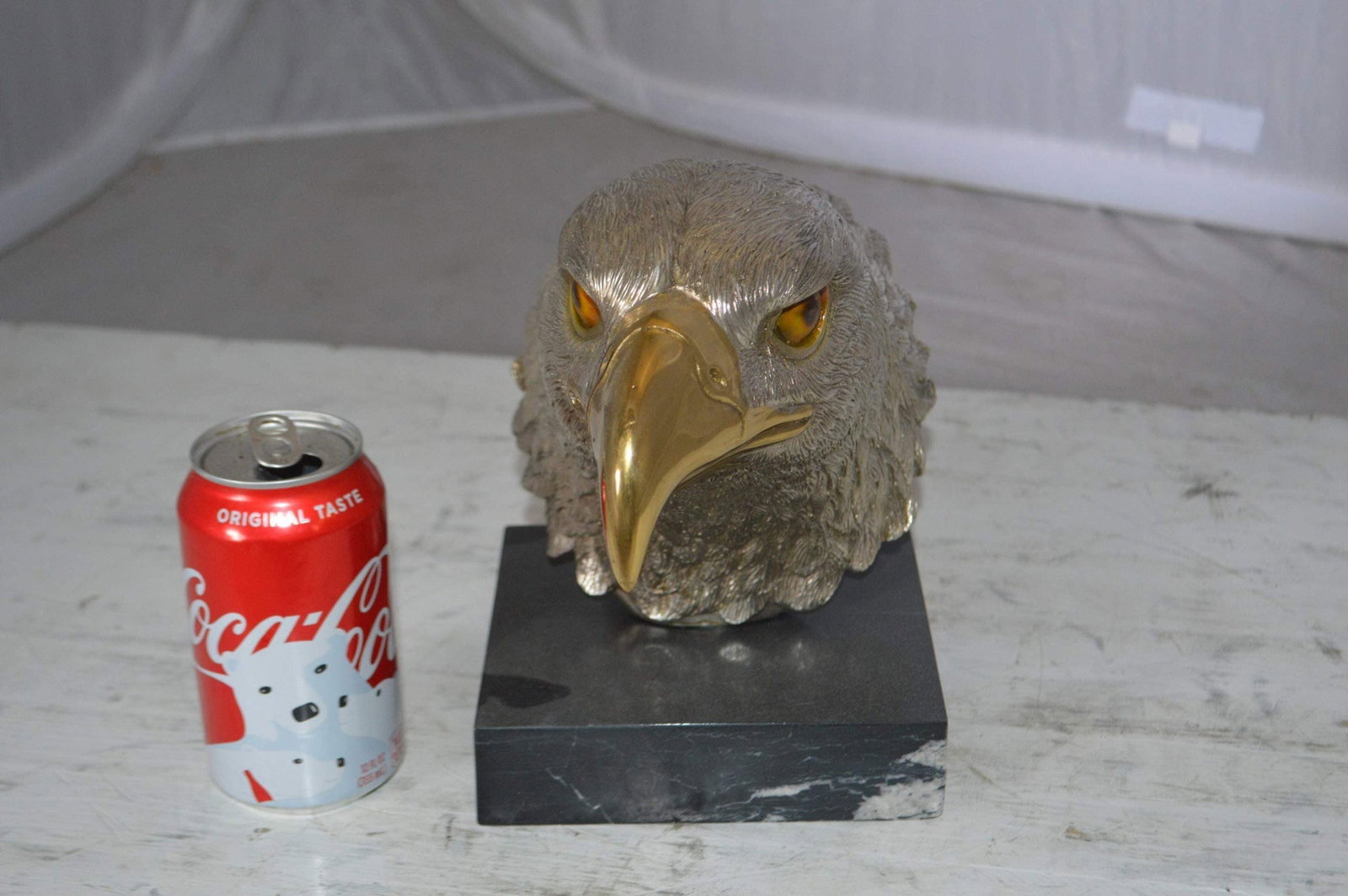 Eagle head Silver Finish - Bronze Statue - Size: 10"L x 6"W x 8.5"H. - 6