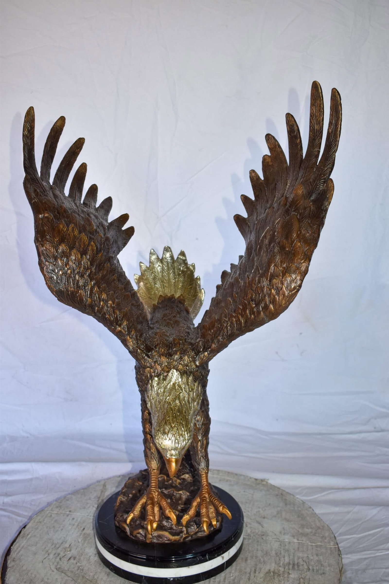 Eagle In Action Diving for His Prey Bronze Statue Size: 21" x 13" x 32"H - 4