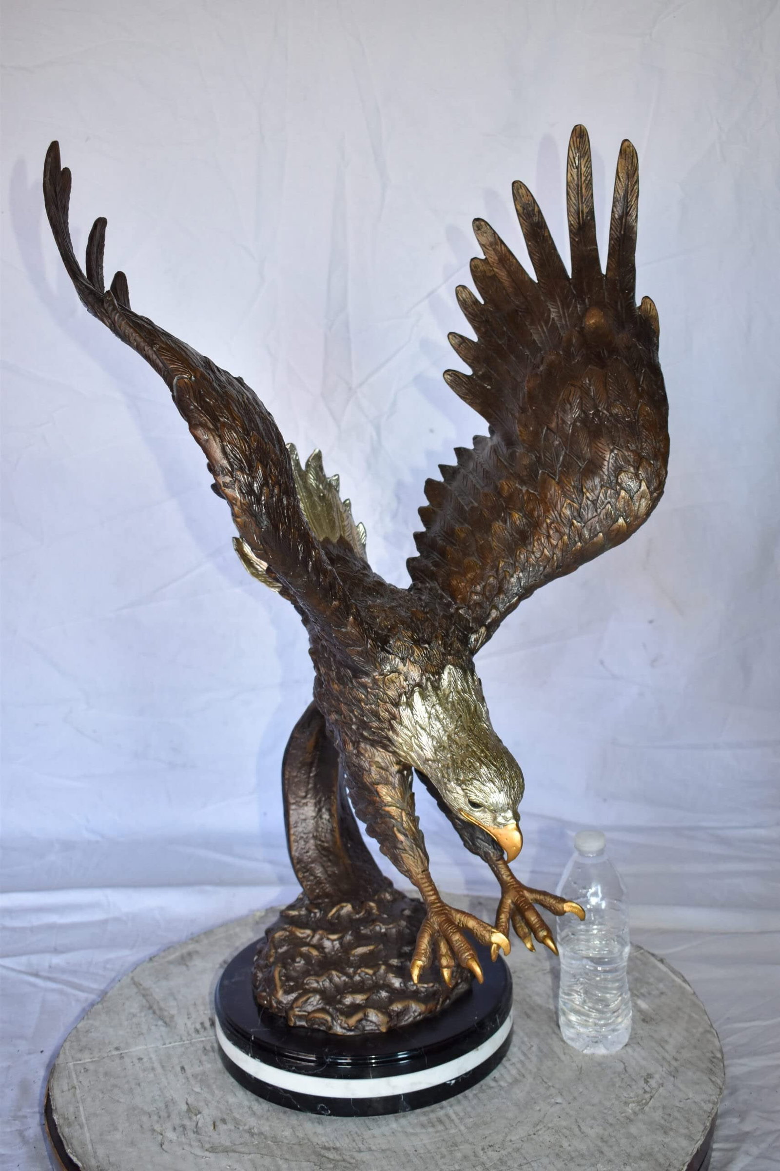 Eagle In Action Diving for His Prey Bronze Statue Size: 21" x 13" x 32"H - 5