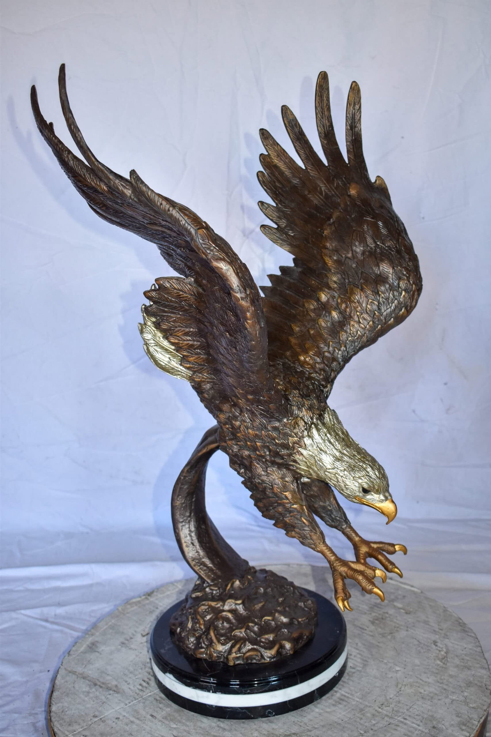Eagle In Action Diving for His Prey Bronze Statue Size: 21" x 13" x 32"H - 6